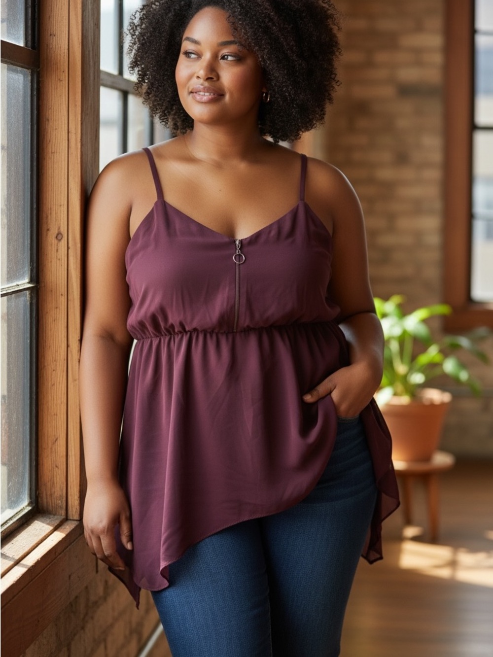Torrid Wine Asymmetrical Blouse